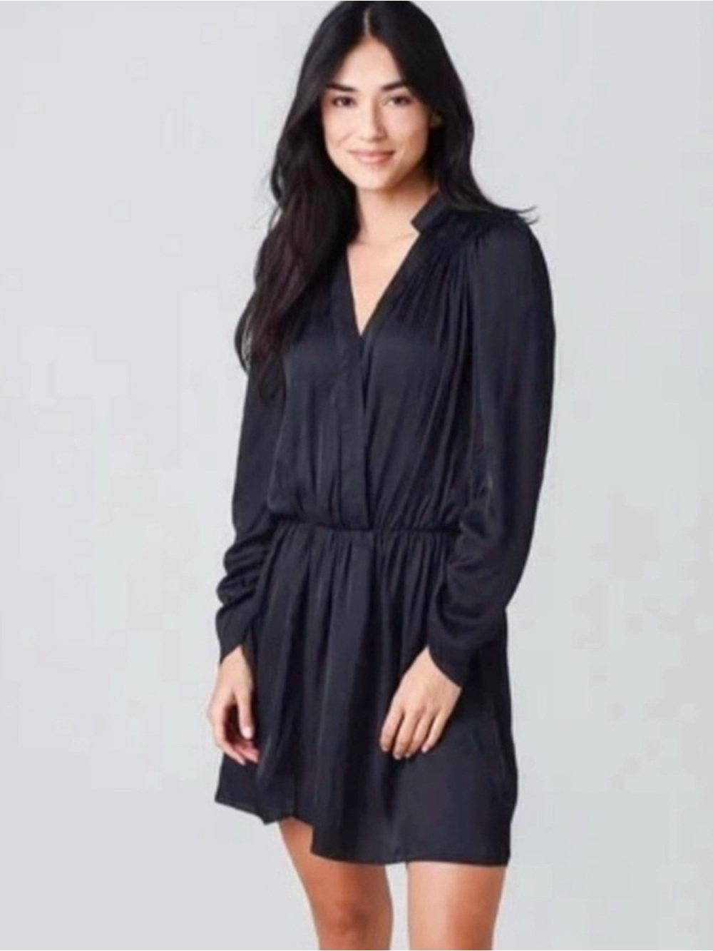 NWT ZADIG & VOLTAIRE | Navy Blue Long Sleeve V-Neck Reveal Mini Dress Small $395